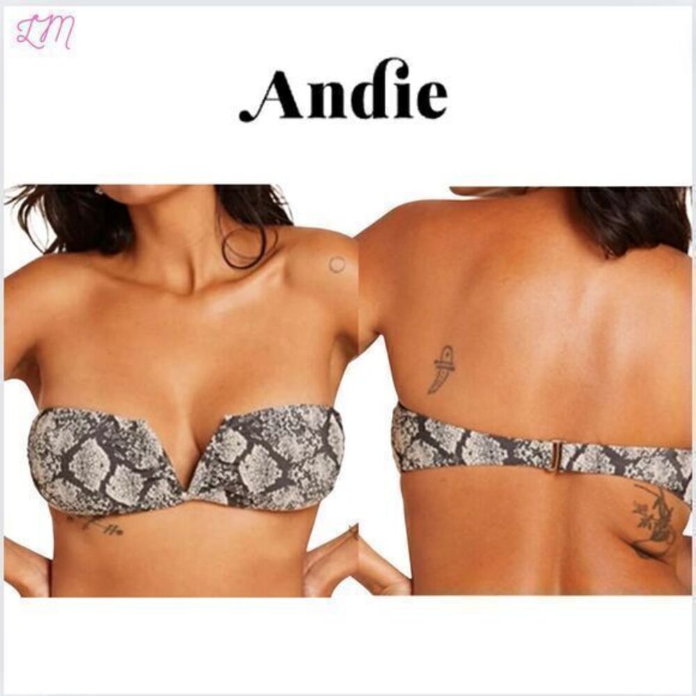 Andie Swim Scala Bandeau‎ Bikini Top Size Small Python Snake